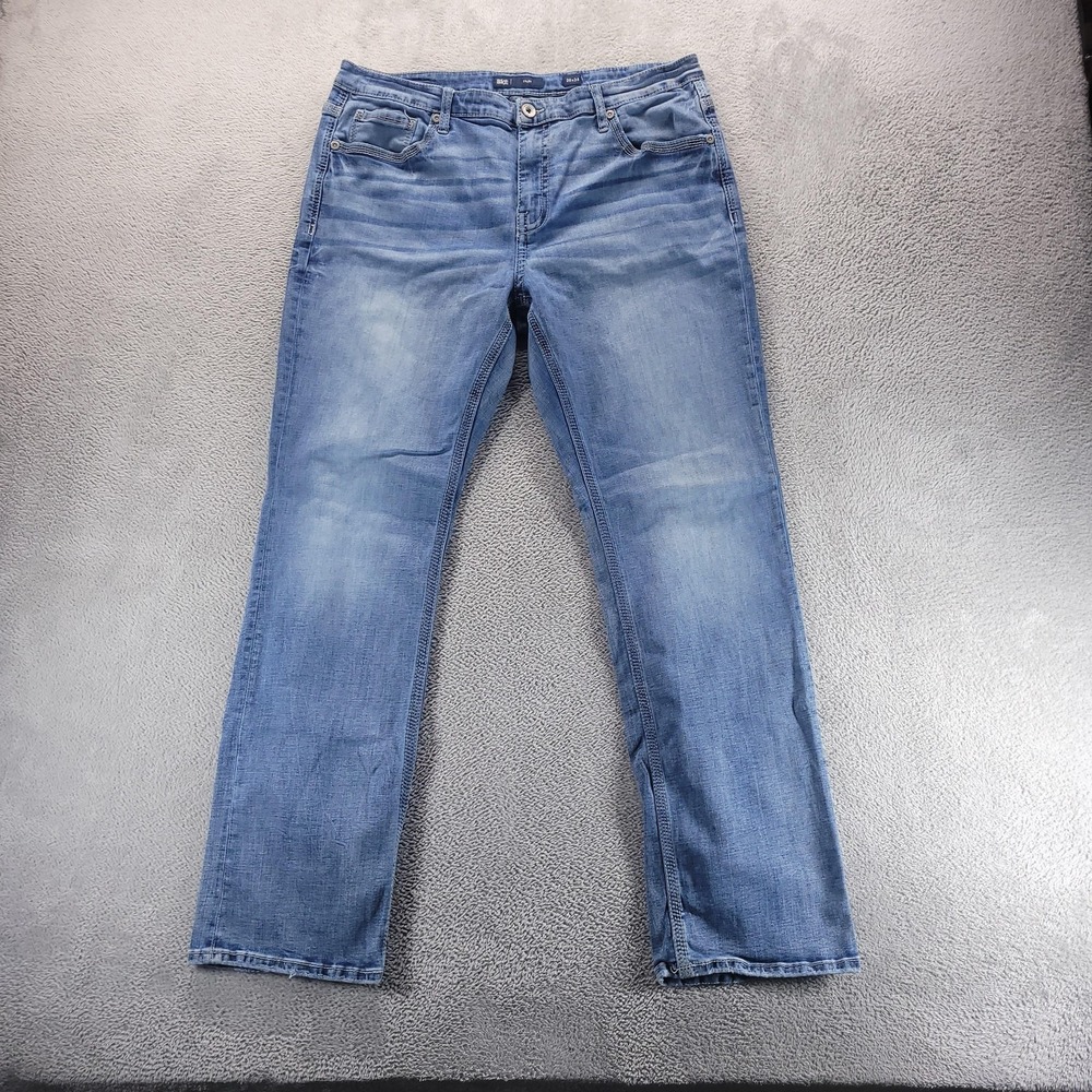 BKE Tyler Jeans Mens 38x32 Blue Relaxed Straight Medium Wash Stretch Denim